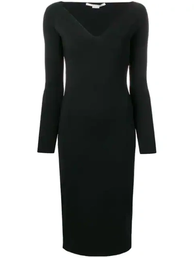 Shop Stella Mccartney Fitted Midi Dress In Black