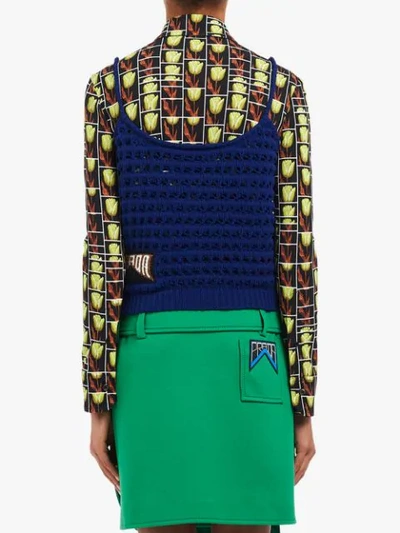 Shop Prada Crochet Vest Top In Blue