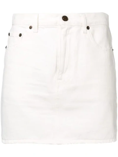 Shop Saint Laurent Short Denim Skirt In White