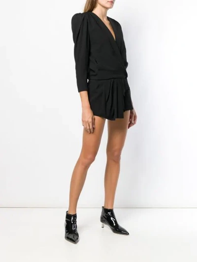 Shop Saint Laurent Short Draped Playsuit In Black