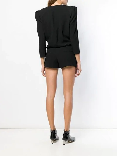 Shop Saint Laurent Short Draped Playsuit In Black