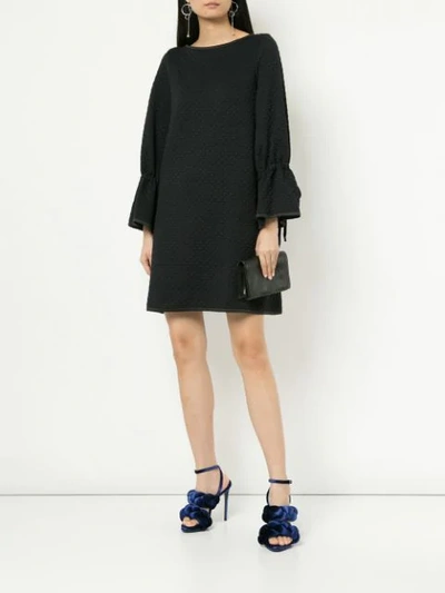 Shop Osman Quilted Shift Dress In Black