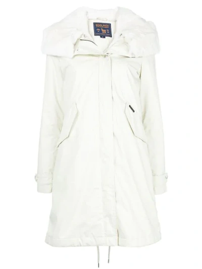 Shop Woolrich Fur Trim Parka - White