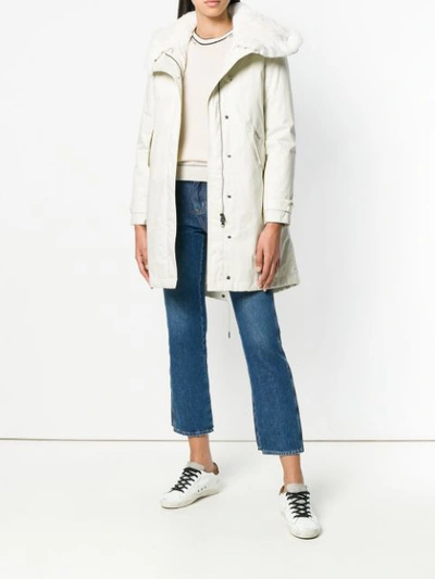 Shop Woolrich Fur Trim Parka - White