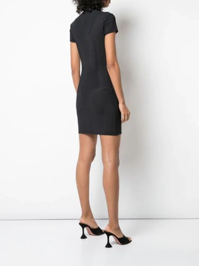 Shop Marcia Perforated Fitted Mini Dress In Black