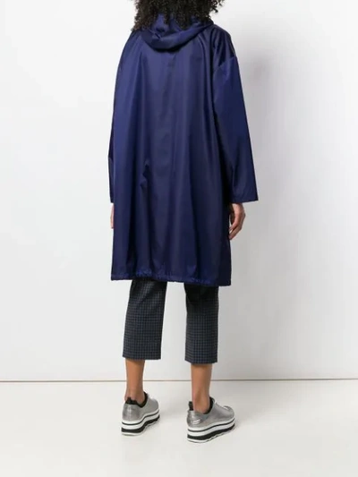 Shop Prada Logo Raincoat In Blue