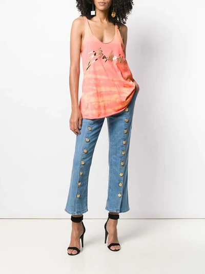 Shop Balmain Tie-dye Foiled Logo Tank In Orange