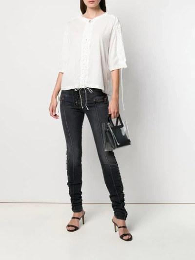 Shop Ben Taverniti Unravel Project Lace-up Skinny Jeans In Black