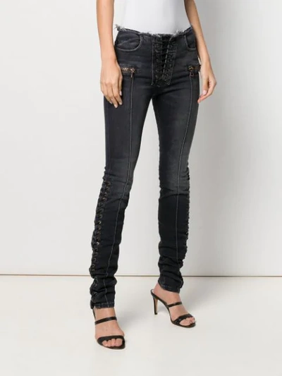 Shop Ben Taverniti Unravel Project Lace-up Skinny Jeans In Black