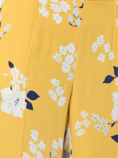 Shop Sea Floral Print Wide Leg Trousers - Yellow
