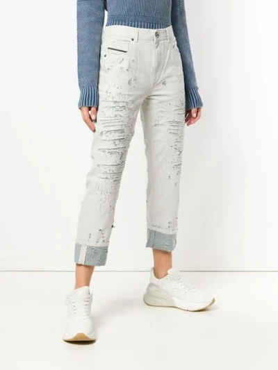 Shop Diesel Black Gold Boyfriend Jeans With Lasered Treatment In Grey