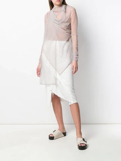 Shop Rick Owens Lilies Front Slit Midi Skirt - White