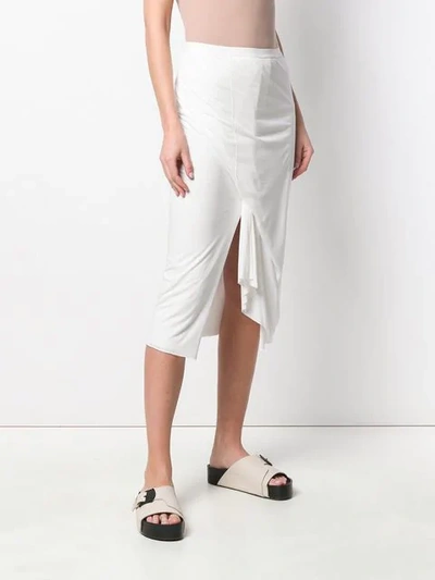 Shop Rick Owens Lilies Front Slit Midi Skirt - White