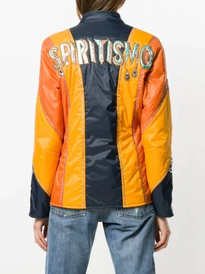 Shop Gucci Embellished Colour Block Jacket In Yellow
