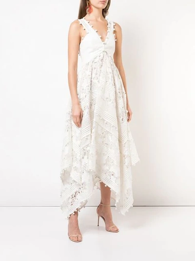 Shop Zimmermann Asymmetric Hem V-neck Dress In Ivory