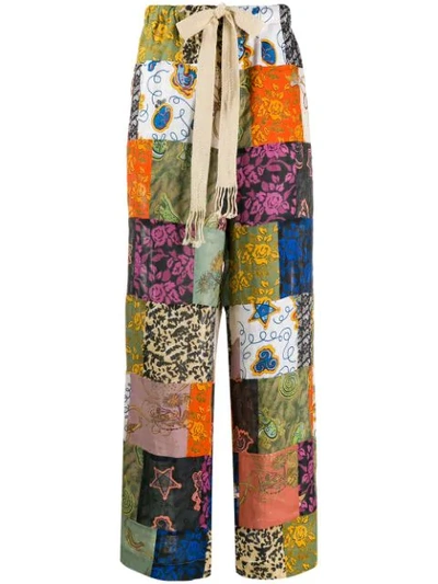 LOEWE PATCHWORK PRINT TROUSERS - 绿色