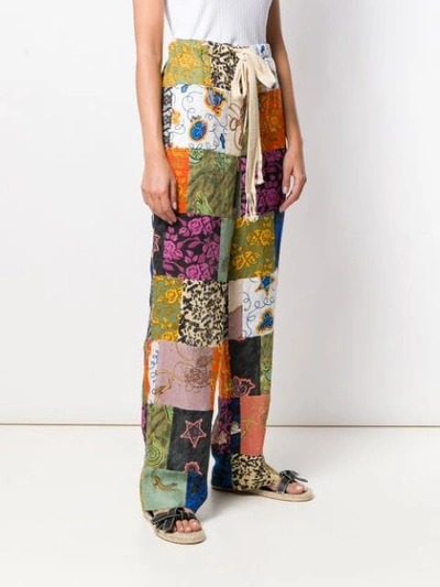 LOEWE PATCHWORK PRINT TROUSERS - 绿色