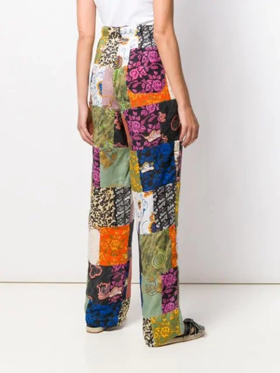 LOEWE PATCHWORK PRINT TROUSERS - 绿色