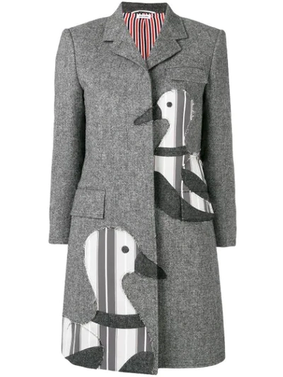 Shop Thom Browne Donegal Tweed Chesterfield Overcoat In 035 Medium Grey