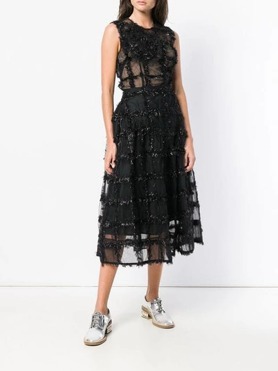 Shop Simone Rocha Textured Check Midi Skirt In Black