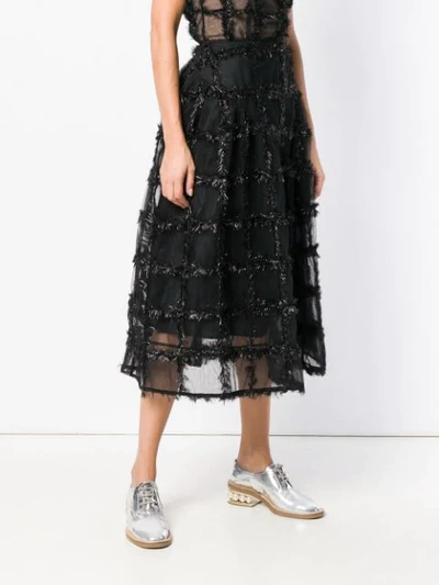 Shop Simone Rocha Textured Check Midi Skirt In Black