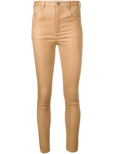 Shop Drome Skinny Trousers In Brown
