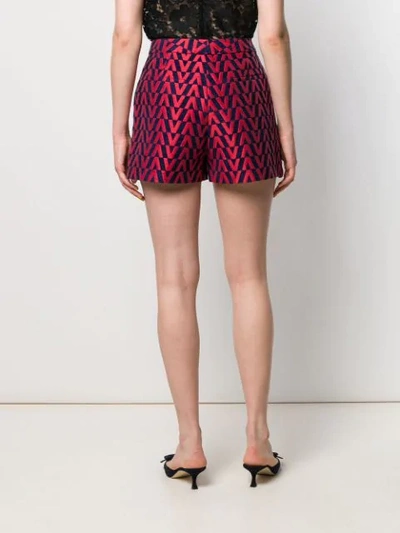 Shop Valentino Logo Brocade Shorts - Red