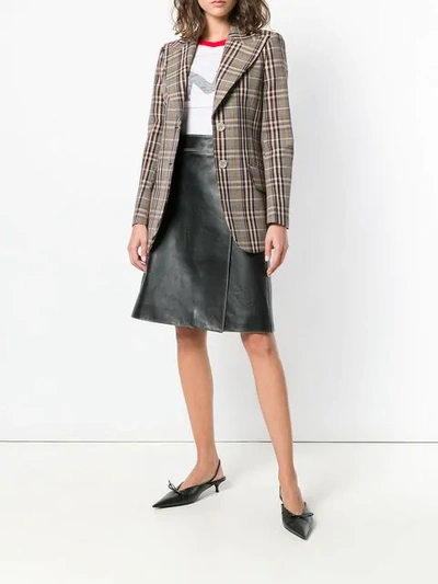 Shop Prada Calf Leather Skirt In F0002