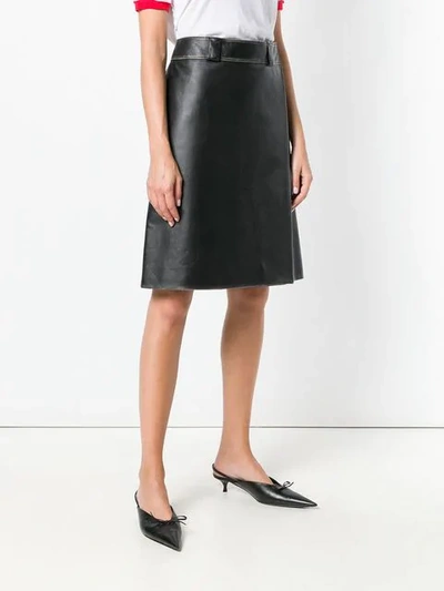 Shop Prada Calf Leather Skirt In F0002