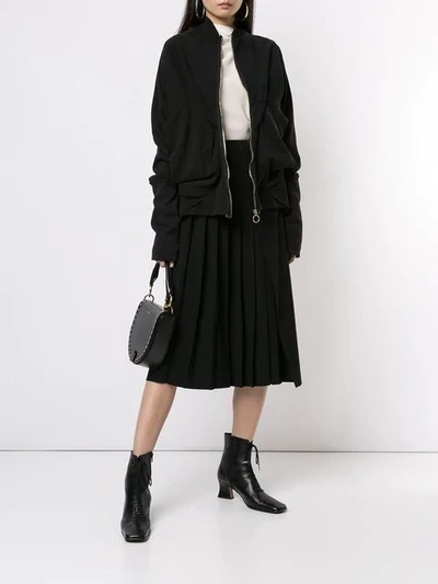 AGANOVICH GATHERED LONG SLEEVE JACKET - 黑色