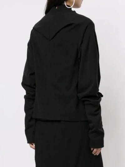 Shop Aganovich Gathered Long Sleeve Jacket - Black