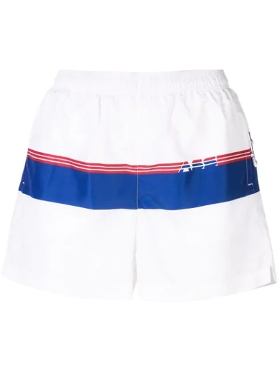 Shop Adam Selman Sport Logo Stripe Track Shorts In White