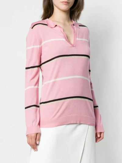 Shop Cashmere In Love Striped Polo Shirt In Pink