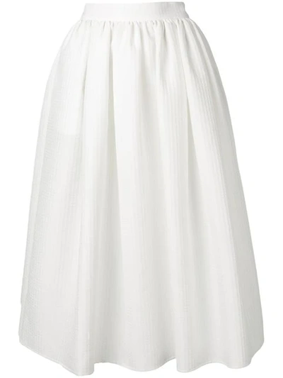 Shop Msgm Flared Midi Skirt In White