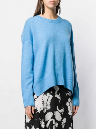 Shop Allude Round Neck Jumper In Blue