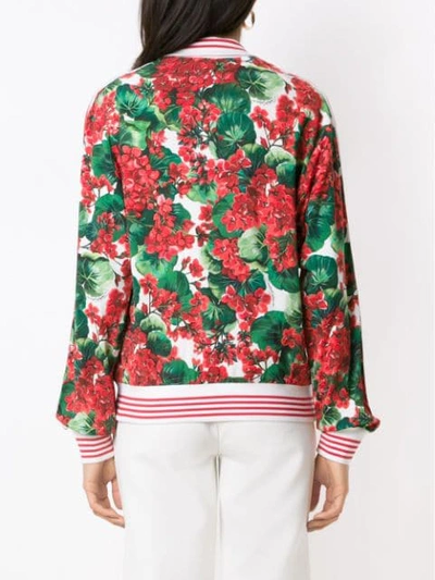 Shop Dolce & Gabbana Hydrangea Printed Bomber Jacket In Red