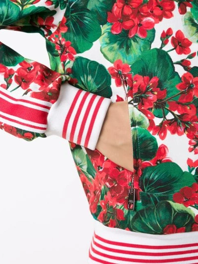 Shop Dolce & Gabbana Hydrangea Printed Bomber Jacket In Red