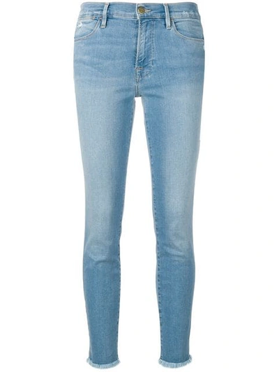 Shop Frame Cropped Skinny Jeans In Blue