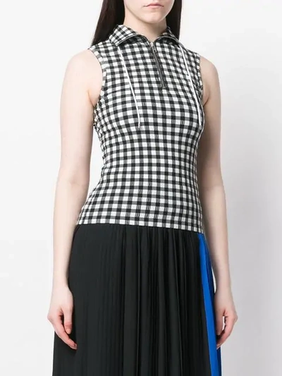 Shop Kenzo Gingham Sleeveless Top In Black