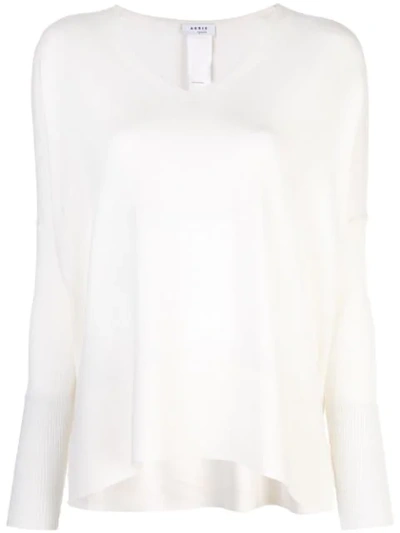 Shop Akris Punto V-neck Knitted Top In White