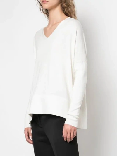 Shop Akris Punto V-neck Knitted Top In White