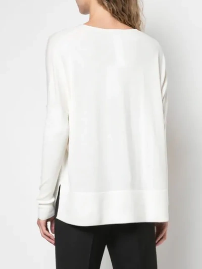 Shop Akris Punto V-neck Knitted Top In White