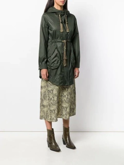 Shop Alessandra Chamonix Fringe Drawstring Parka In Green