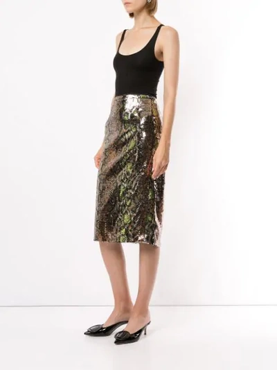 Shop N°21 Snakeskin Effect Sequinned Skirt In Gold