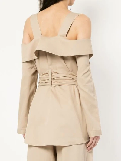 Shop Bambah Safari Off Shoulder Jacket In Brown