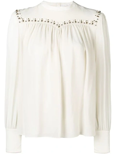 Shop Chloé Embellished Blouse In Neutrals