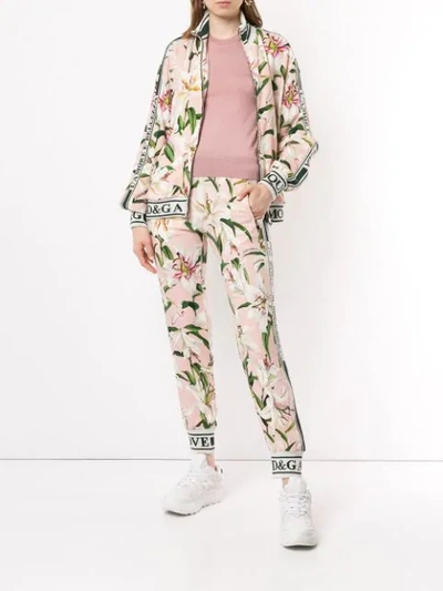 Shop Dolce & Gabbana Lily Print Track Jacket In Pink