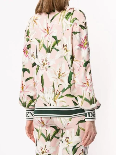 Shop Dolce & Gabbana Lily Print Track Jacket In Pink