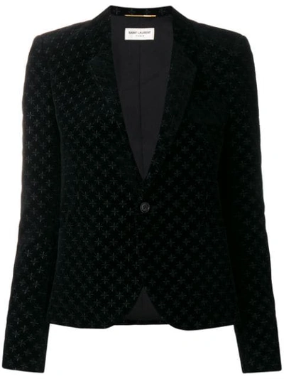 Shop Saint Laurent Embroidered Patterned Blazer In Black