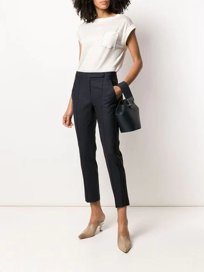 Shop Brunello Cucinelli Cropped Suit Trousers In Blue
